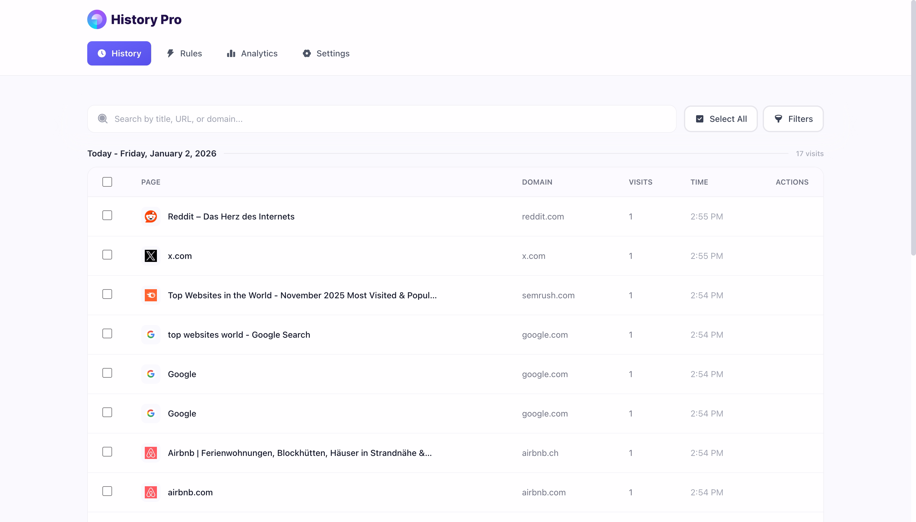 History Pro Interface